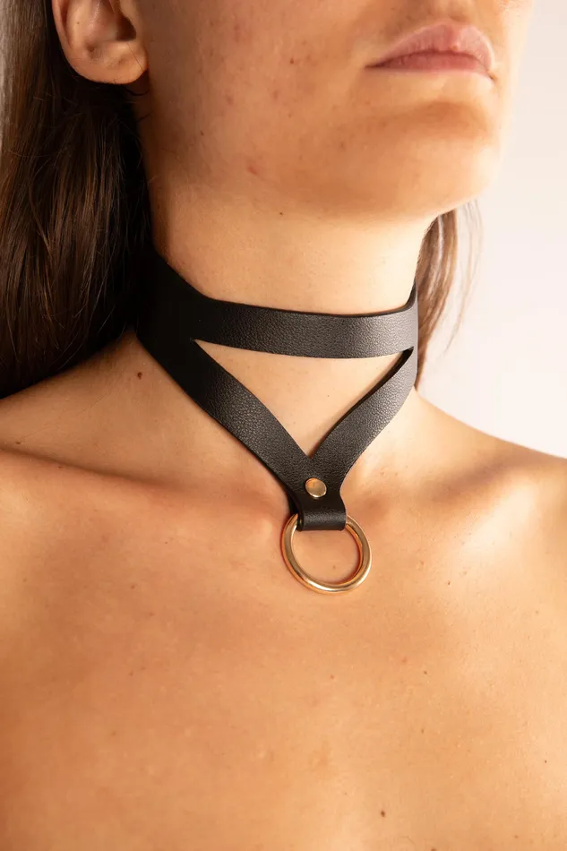 Baddie Collare con Anello in Eco Pelle EDC Female Sex Toys