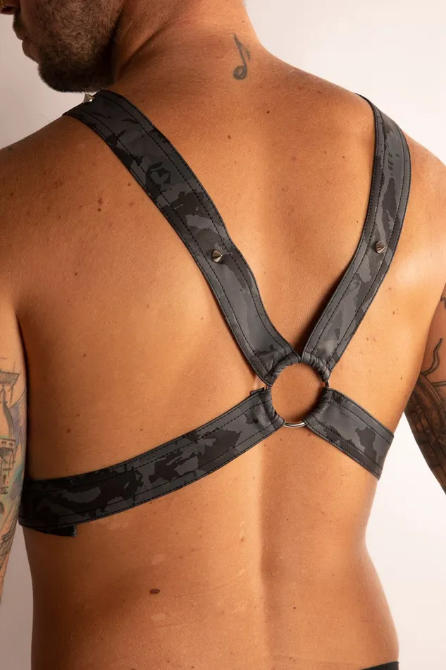 Female Sex Toys | SCALA Harness con Catene in Ecopelle Grigio Camo