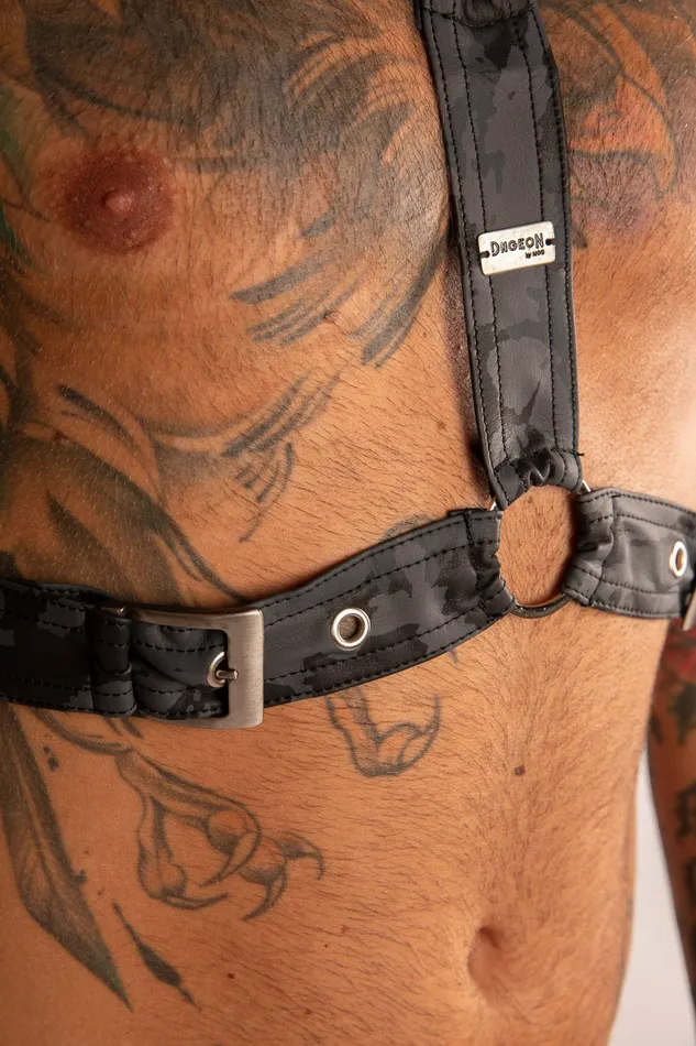 Female Sex Toys | SCALA Harness con Catene in Ecopelle Grigio Camo