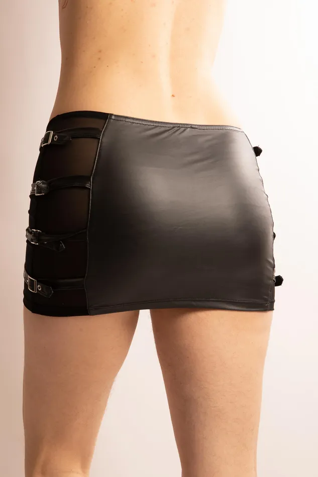 ORION Female Sex Toys | Minigonna con Cinturini in Eco Pelle Nera