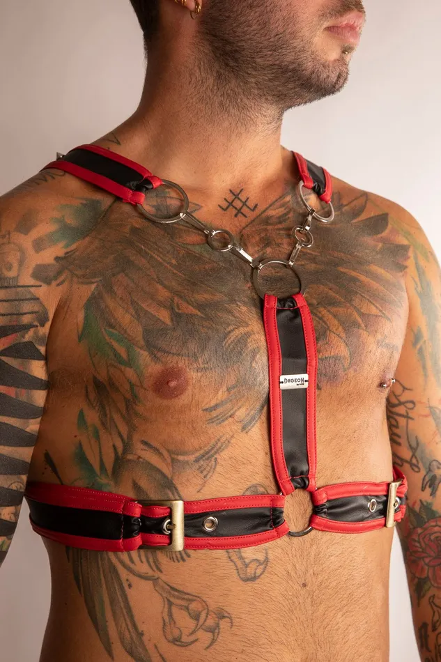 SCALA Female Sex Toys Harness con Catene in Ecopelle Rosso