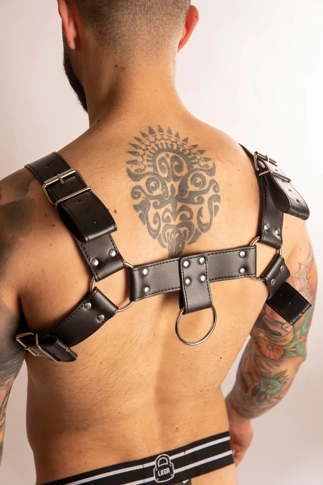 SHOTS Harness Costas con Anelli in Pelle Nero | Female Sex Toys