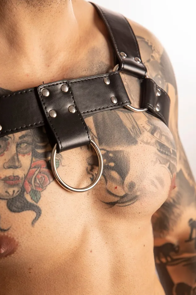 SHOTS Harness Costas con Anelli in Pelle Nero | Female Sex Toys