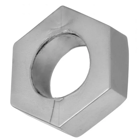 Silver Hex Heavy Duty Cock Ring and Ball Stretcher Master Series Male Sex Toys