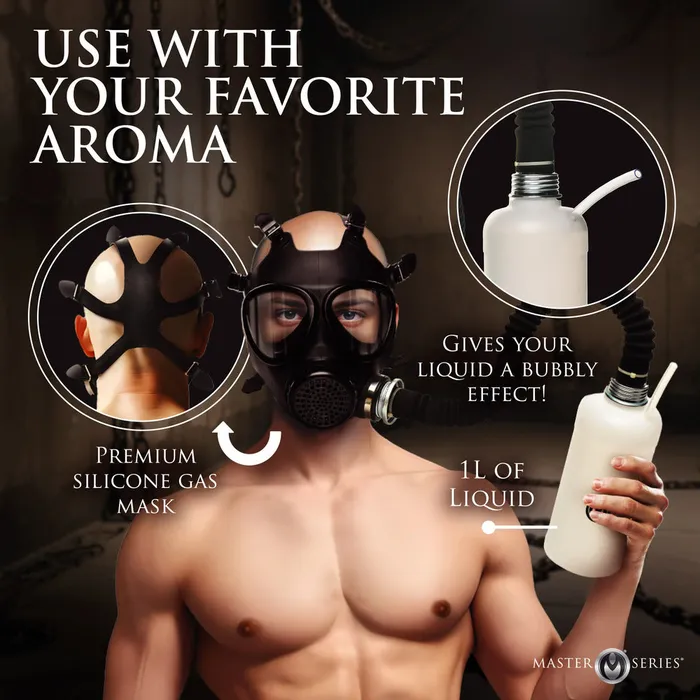 XR Brands Male Sex Toys | Master Series Inhaler Gas Mask With Bottle